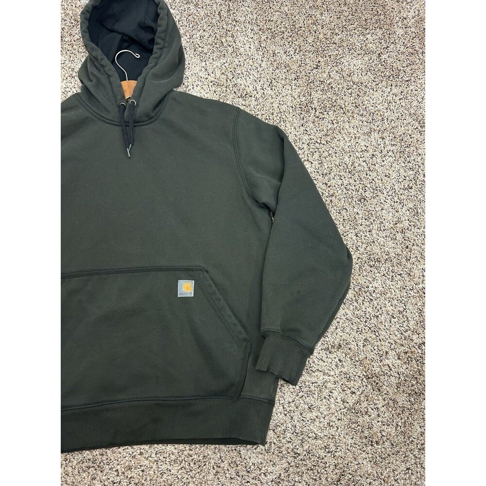 Carhartt Rain Defender Loose Fit Fleece Hoodie Dark Green Workwear Men's Size L - Picture 3 of 8